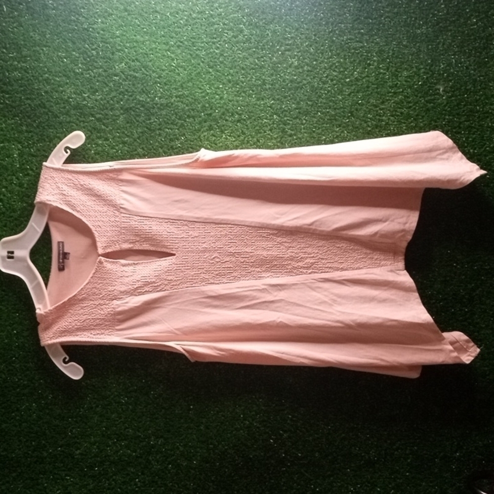 Adrianna Papell Blush Pink Sleeveless Tunic Tank with Smocked Front